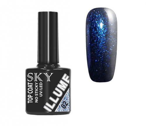 Top Coat  SKY  ILLUME №2 - топ-гель без липкого слоя с мультиэффектом 10 мл , 20223009